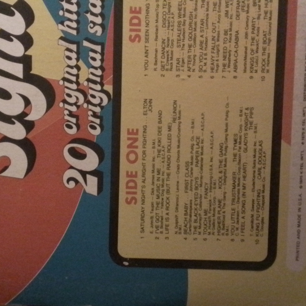 Vintage Vinyl 1975 Hits K- Tel Compilation